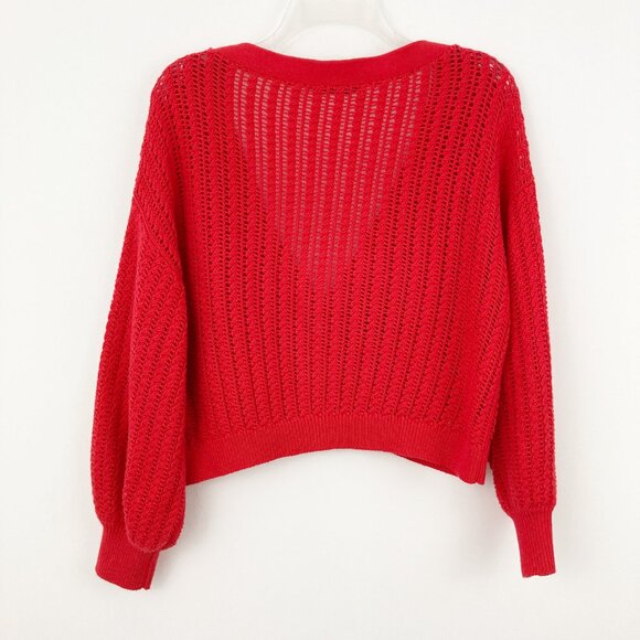 Alice + Olivia Winsor Deep V Slouchy Cardigan Size S Bright Poppy Cotton Wool - Picture 4 of 11